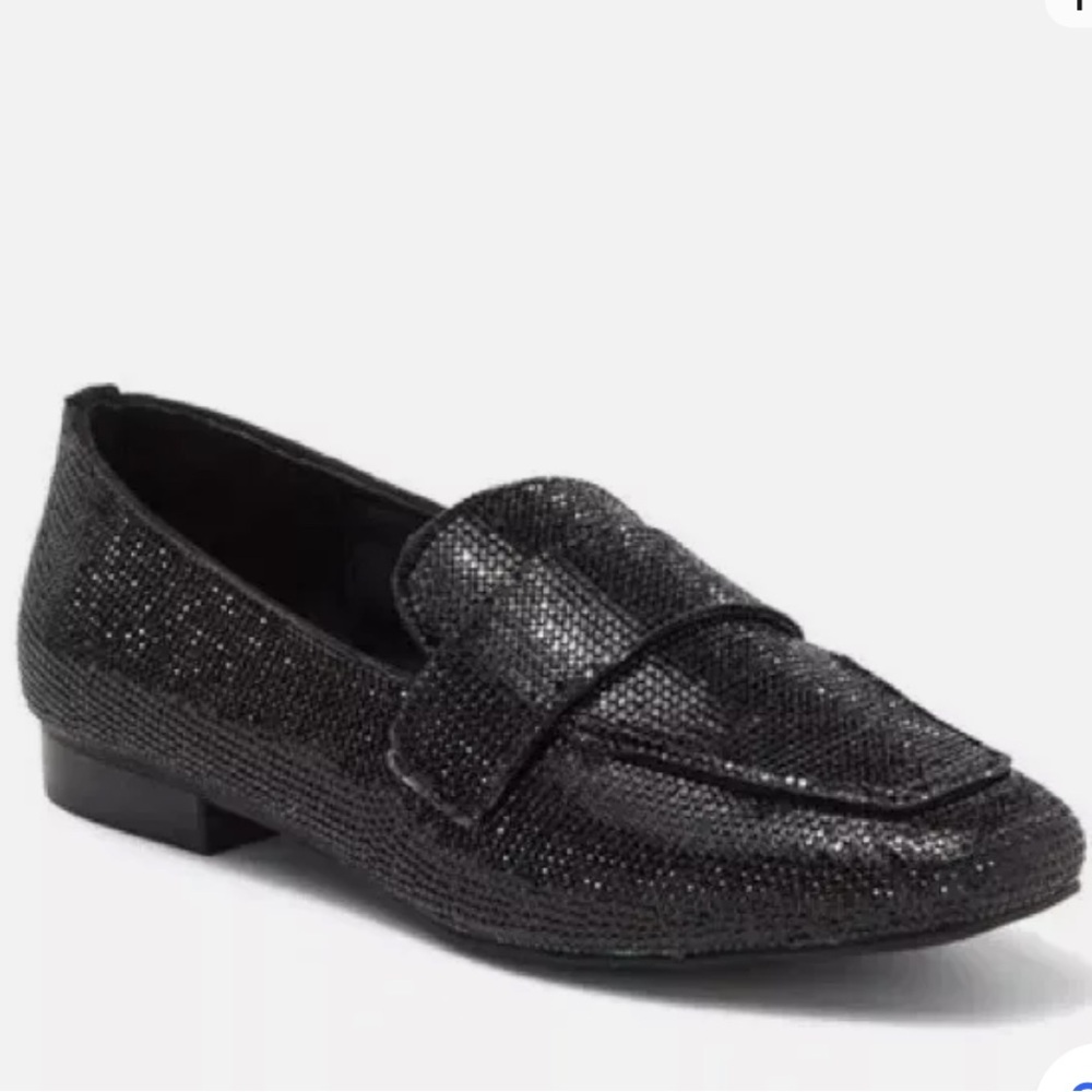 Steve Madden Riski Black Rhinestone Flat Loafers Size 6